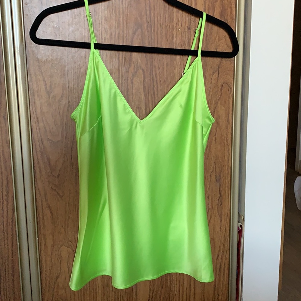 Zara Lime Green Silk Cami Top Small